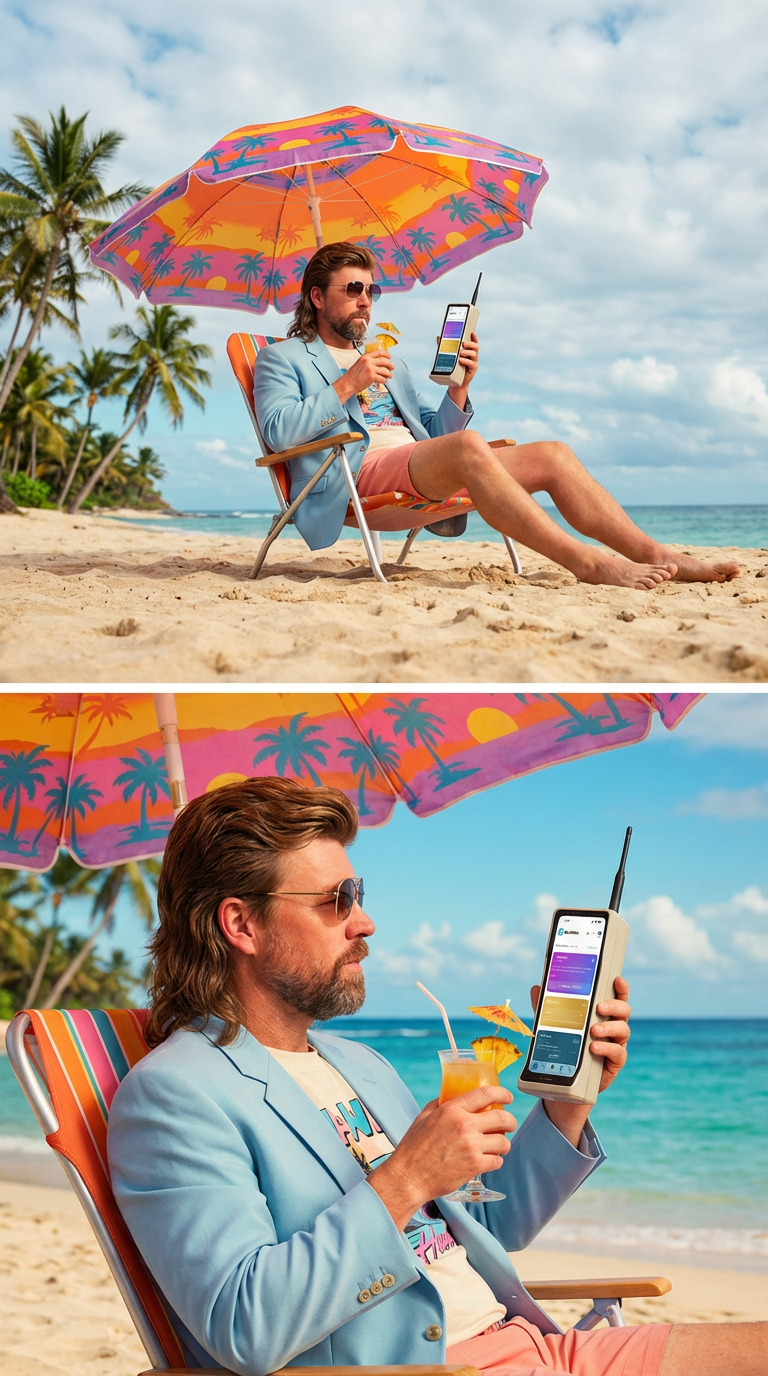 Boss Man running his business from the beach