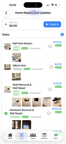 Job Tasks with photos